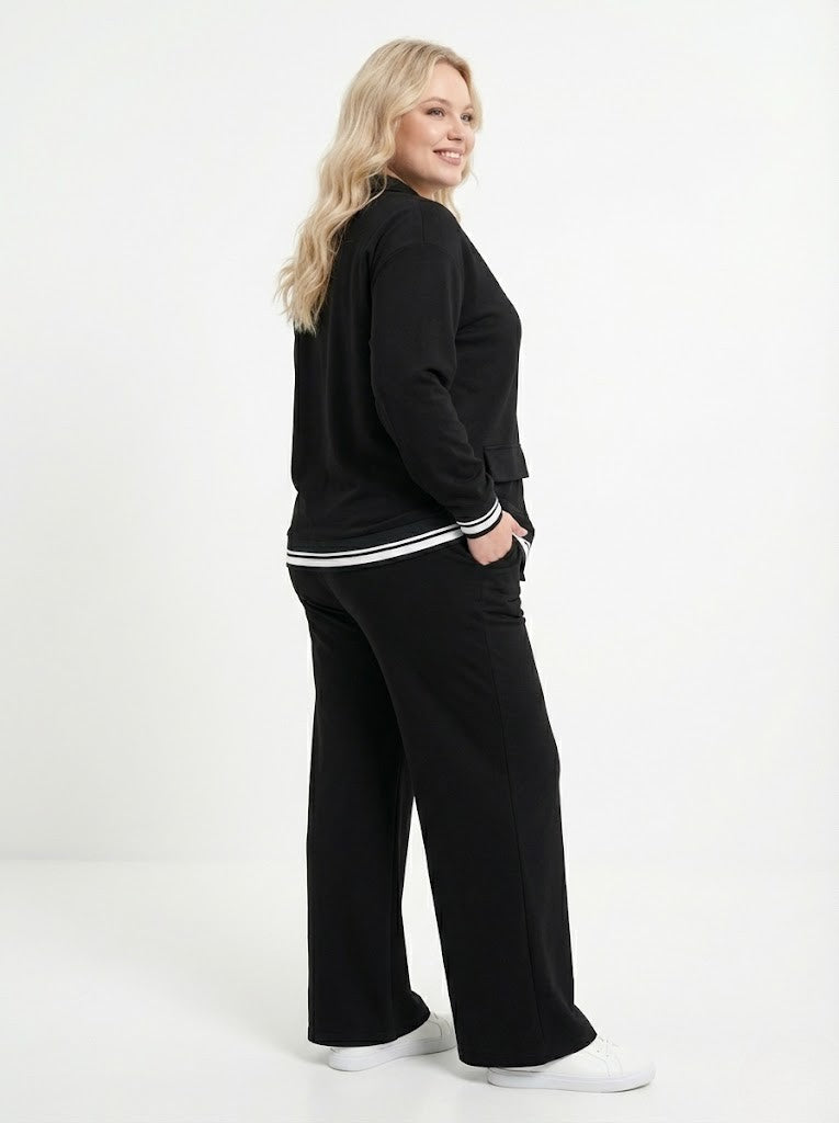 Elegancki Czarny Komplet z Europejskiej Wiskozy