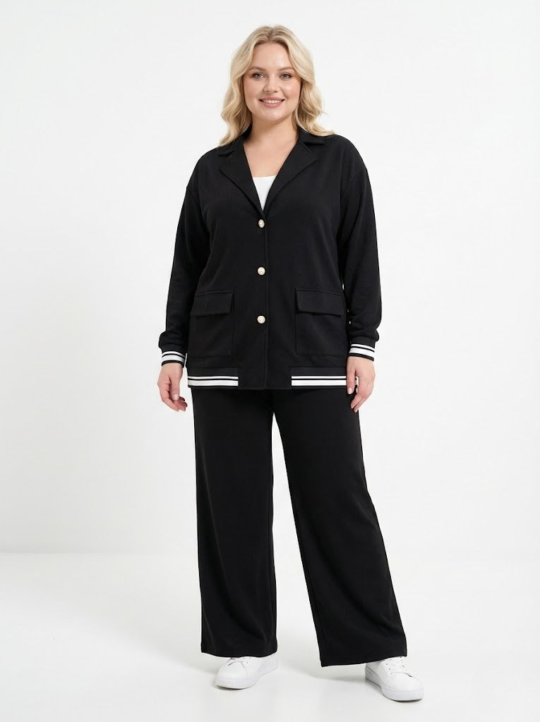 Elegancki Czarny Komplet z Europejskiej Wiskozy